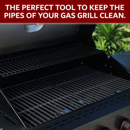 Gas Grill Tube Cleaner with Spring Stem - Premium Venturi Brush for Burner Maintenance - Cleans Grease, Debris - Prevents Blockage, Flare-Ups & Heat - Long, Bendable Design B76C by FryOilSaver Co.