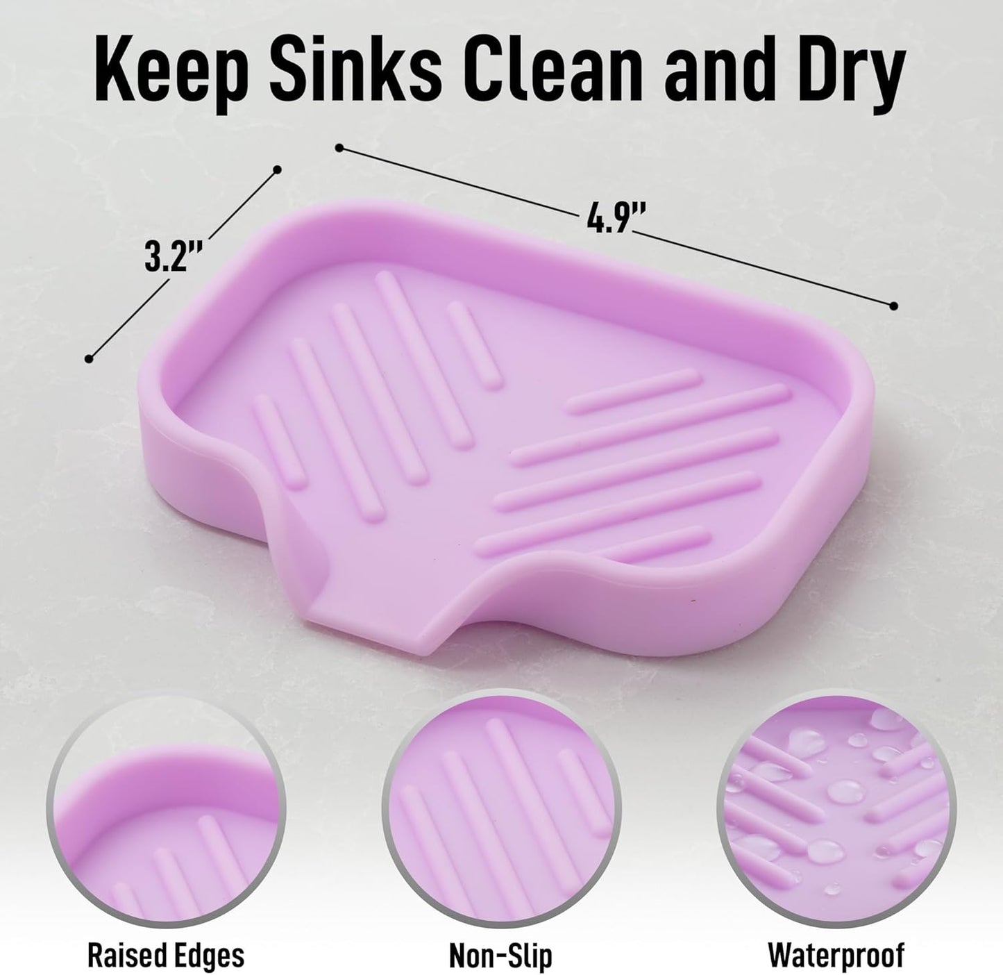 Zulay Kitchen (9x3.5in) Sponge Holder for Kitchen Sink - Flexible Heavy-Duty Multipurpose Sink Caddy - Counter Organizer for Kitchen, Bathroom, Makeup, Trinkets & More! (Grey)