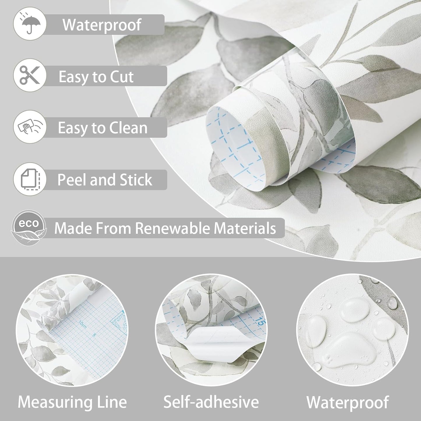 Safiyya Peel and Stick Wallpaper Boho Modern Beige Leaf Contact Paper Peel and Stick Wall Paper Self Adhesive Removable Wallpaper for Bedroom Bathroom Vinyl Roll 78.7"x17.3"