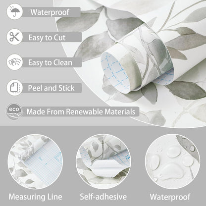 Safiyya Peel and Stick Wallpaper Boho Modern Beige Leaf Contact Paper Peel and Stick Wall Paper Self Adhesive Removable Wallpaper for Bedroom Bathroom Vinyl Roll 78.7"x17.3"