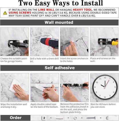 AceMining Broom Holder Wall Mount, 3 Racks 4 Hooks Heavy Duty Mop Organizer | Mop Holder Wall Mount and Broom Hanger for Garage, Laundry Room, Kitchen and Utility Storage