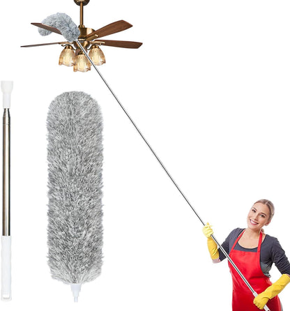 100-inch Extra-Long Dusters, Cleaner Tools with Extension Pole and Bendable and Washable Microfiber Head, Feather Duster for High Ceilings,Ceiling Fan,Furniture