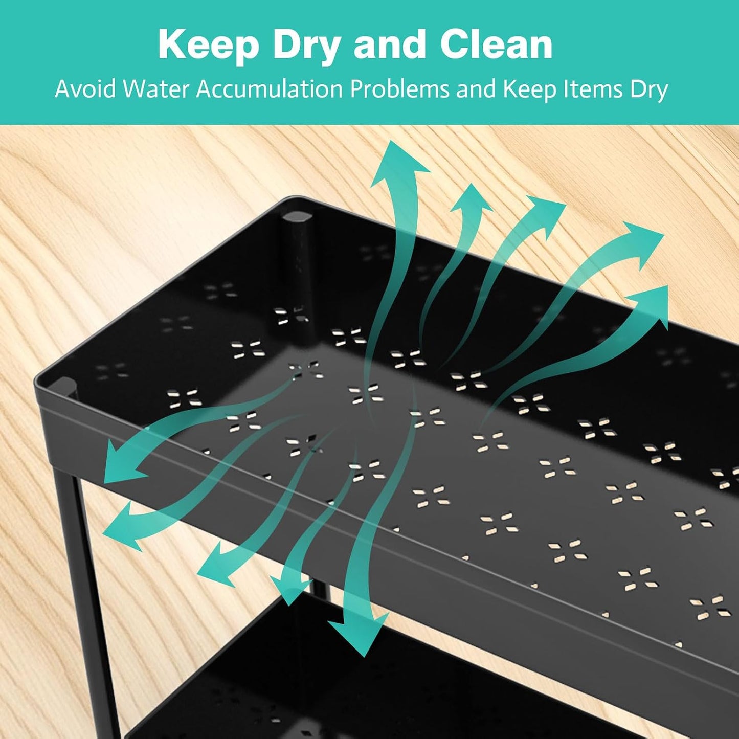 Under Sink Organizers and Storage 2 Pack, Pull-Out Sliding Cabinet Organizer with 2-Tier Storage Shelf & 4 Hooks, Multi-Purpose for Kitchen & Bathroom (13 Inch, White)