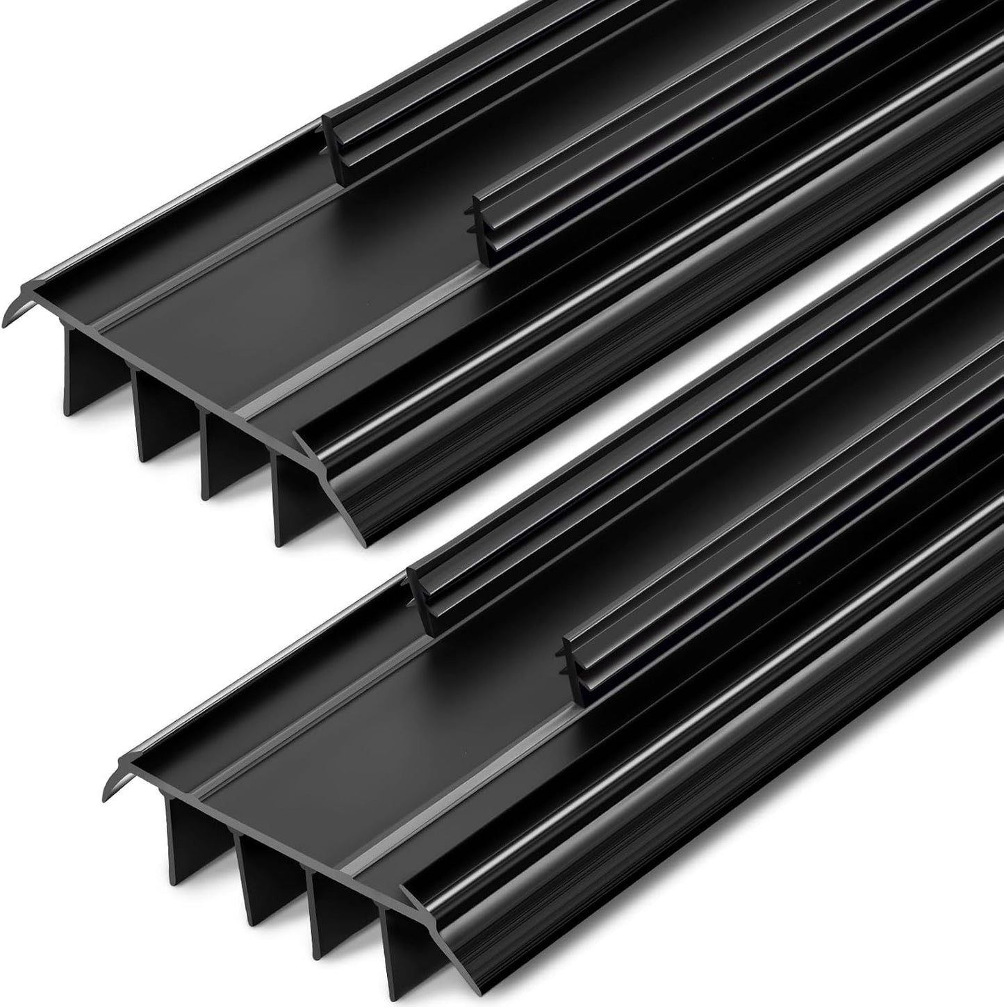 Pushglossy 2 Pcs Kerf Style Door Bottom 36" Long 1 3/4" Wide Replacement Threshold Seal with Vinyl Fins Weatherstrip Draft Stopper for Interior Exterior Doors(White)