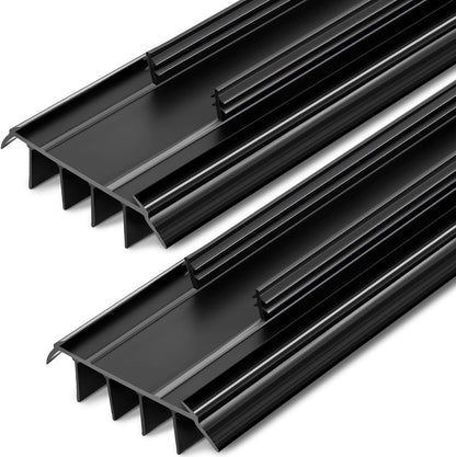 Pushglossy 2 Pcs Kerf Style Door Bottom 36" Long 1 3/4" Wide Replacement Threshold Seal with Vinyl Fins Weatherstrip Draft Stopper for Interior Exterior Doors(White)