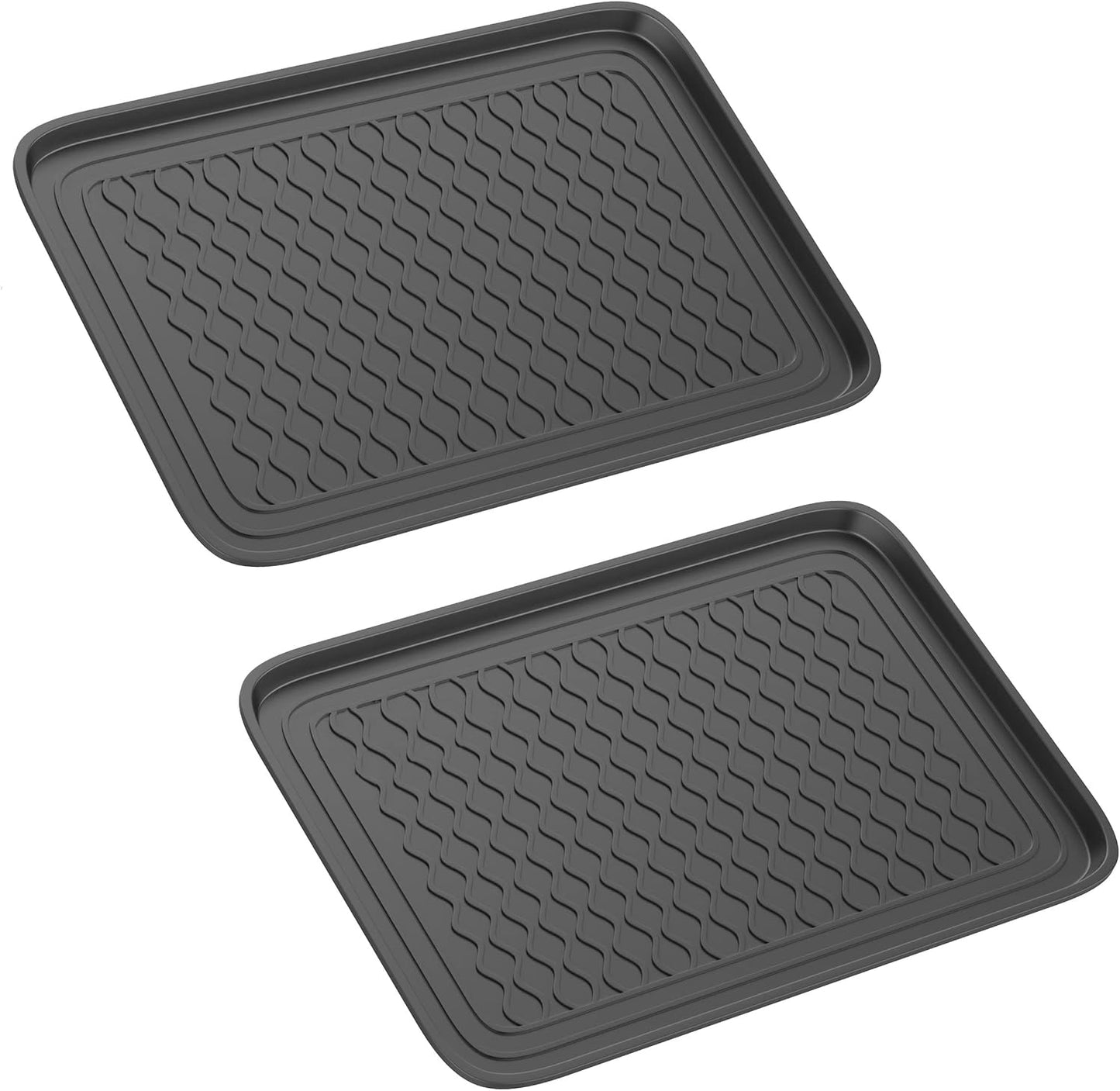 All-Weather Indoor/Outdoor Mat for Boots - Weather-Resistant Hard Plastic Shoe and Boot Tray with Raised Edge by Stalwart (Black, MEDIUM)