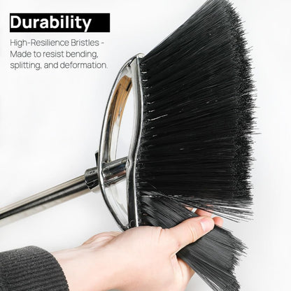 Outdoor Stiff Bristles Angle Broom Heavy Duty Sweeping Patio Broom with Long Handle for Garage Garden Commercial and Industrial