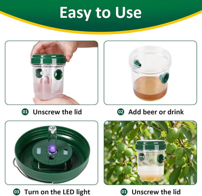 3 Pack Outdoor Hanging Wasp Catcher Reusable Insect Catching Container for Garden Yard Deck
