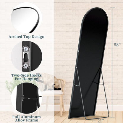 Full Length Mirror with Stand, 71"x28" Arched Full Body Large Stand Up Aluminum Frame Floor Standing Mirror, Freestanding Hanging Leaning Mounted for Bedroom Living Room Entryway Gold