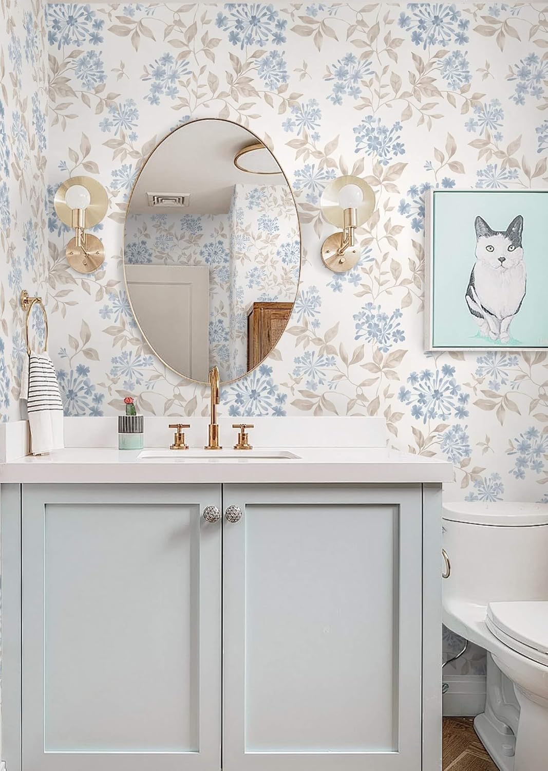 Heroad Peel and Stick Wallpaper Boho Beige Contact Paper Floral Wall Paper Removable Self Adhesive Wallpaper for Cabinet Bedroom Living Room Entryway Walls Bathroom Waterproof Vinyl Roll 17.3''x78.7''