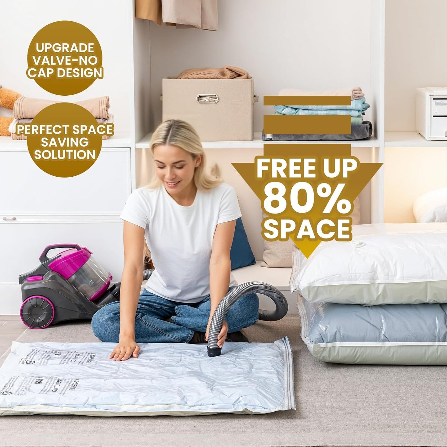 TAILI 8 Pack Vacuum Storage Bags, Jumbo Size (31×40 inch), Vacuum Seal Bags for Clothing, Bulky Bedding, Comforter, Blankets, Pillows, Space Saver Packing
