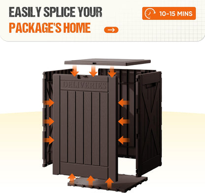 Flamaker Resin Deck Box 120 Gallon Waterproof Large Outdoor Indoor Storage Box Imitation Wood Resin for Patio Furniture Garden Tools and Pool (Black)