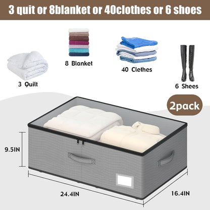 EE-RoomWorld Under Bed Storage with Wheels, No Assemble Required 5.5 inches height grey under bed storage bins,Low Profile Rolling Underbed Shoe Storage containers，dorm underbed storage drawers