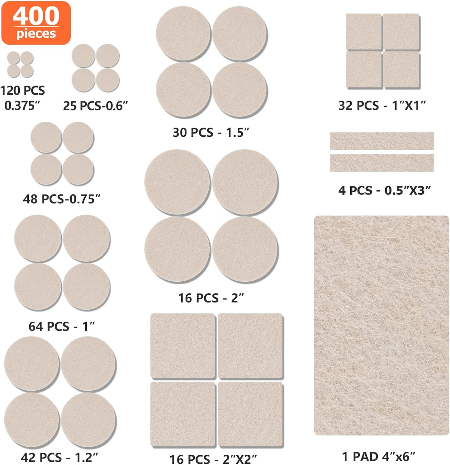 Felt Furniture Pads 300 Pieces, Furniture Pads for Hardwood Floors, Felt Pads for Chair Legs Furniture, Floor Protectors for Furniture Black