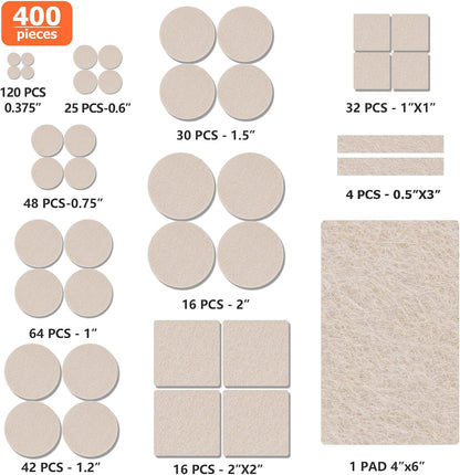 Felt Furniture Pads 300 Pieces, Furniture Pads for Hardwood Floors, Felt Pads for Chair Legs Furniture, Floor Protectors for Furniture Black