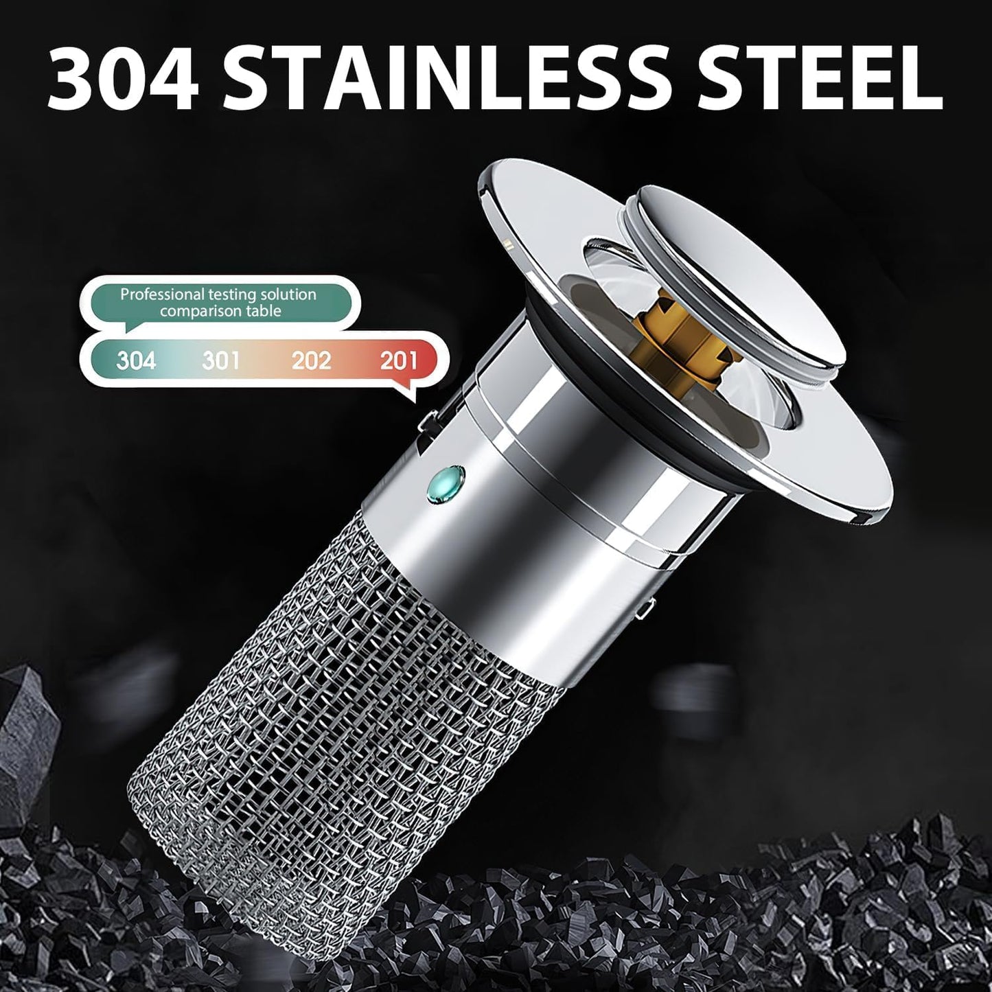 Stainless Steel Floor Drain Filter,Bathroom Sink Stopper Hair Catcher with Removable Stainless Steel Filter Basket Hair Catcher,Isolate Odor Pop Up Sink Drain Filter（2Pcs） (2Pcs)