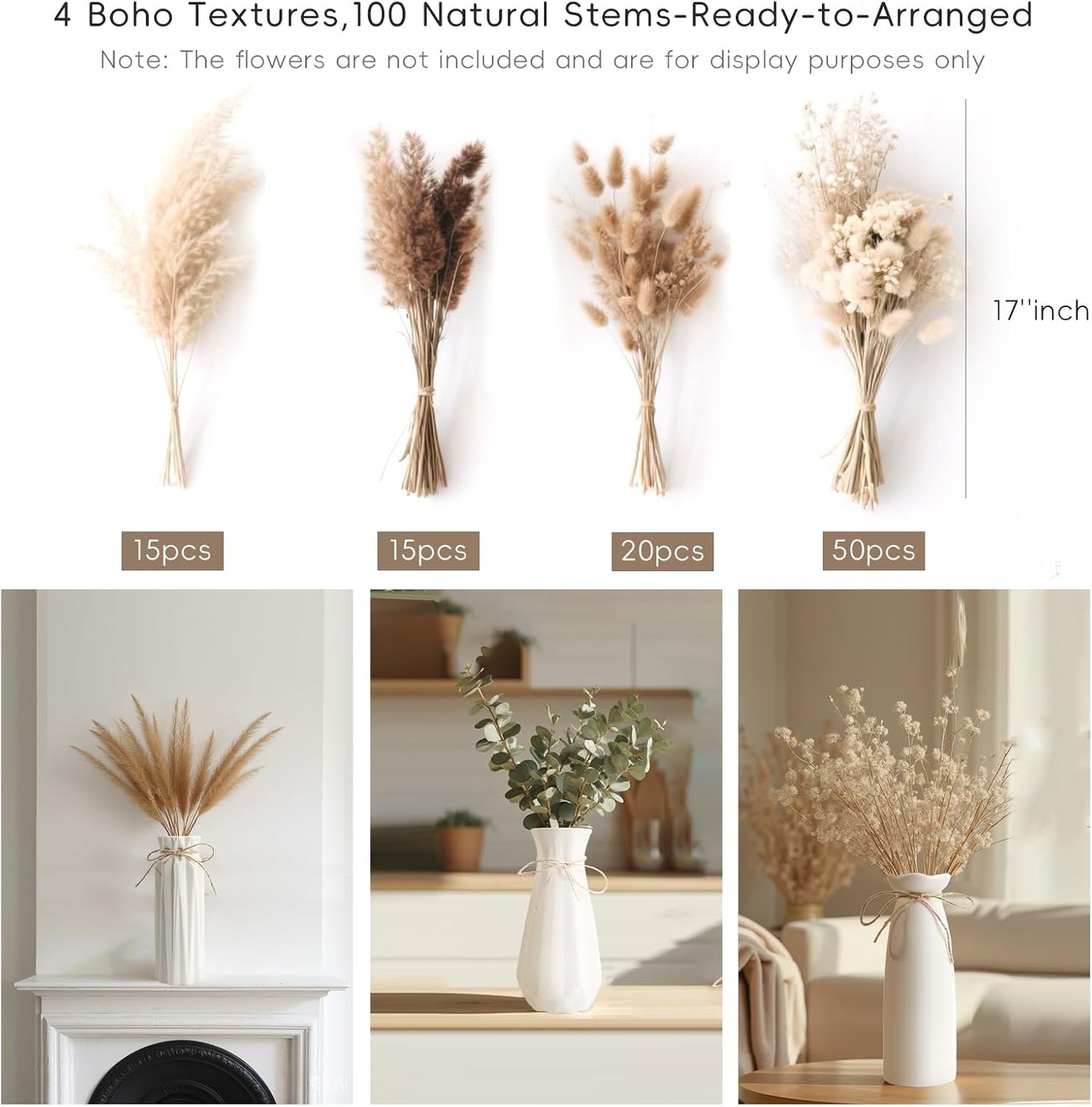 White Ceramic Vase,Modern Ceramic Vases Set of 3,White Tall Flower Vases for centerpieces,Rustic Farmhouse Boho Vase for Table Living Room Bathroom Kitchen Shelf Bedroom Office Party