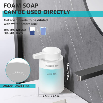 Automatic Soap Dispenser Foaming Touchless: 9oz Plastic Black Modern Rechargeable Electric Auto Foam Soap Dispenser - Bathroom Kitchen Hand Dish Lotion