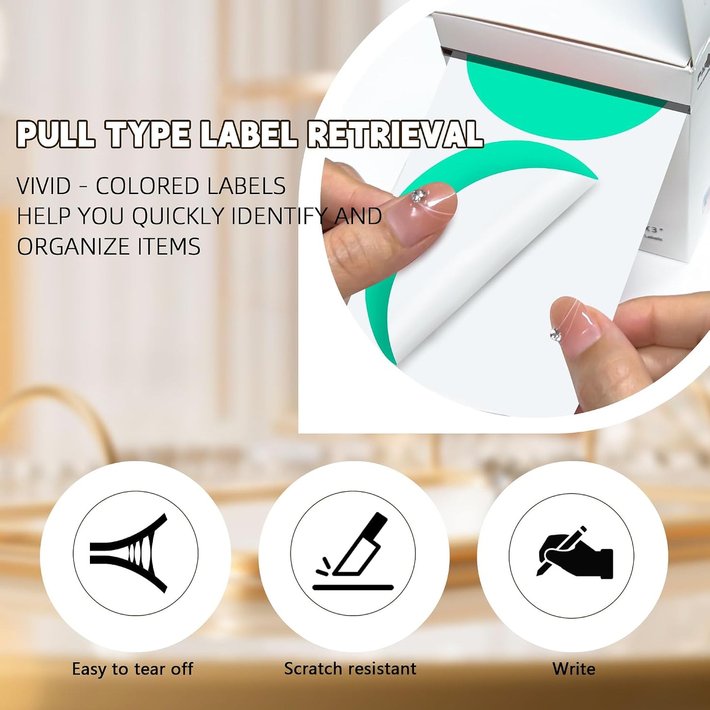 3 Inch White Color Code Dot Stickers,500 PCS Round Labels Stickers in Dispenser Box for Organization, Inventory,Classroom
