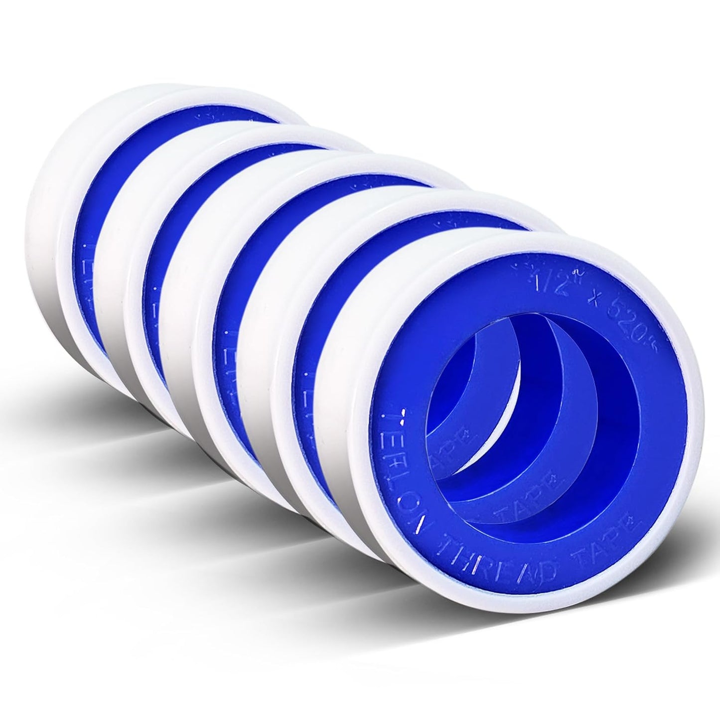 5 Rolls 1/2 Inch(W) X 520 Inches(L) Teflon Tape PTFE Thread Sealant Plumbers Tape for Seal Water Pipe, Shower Head,Prevent Leakage Duct Sealant Tape