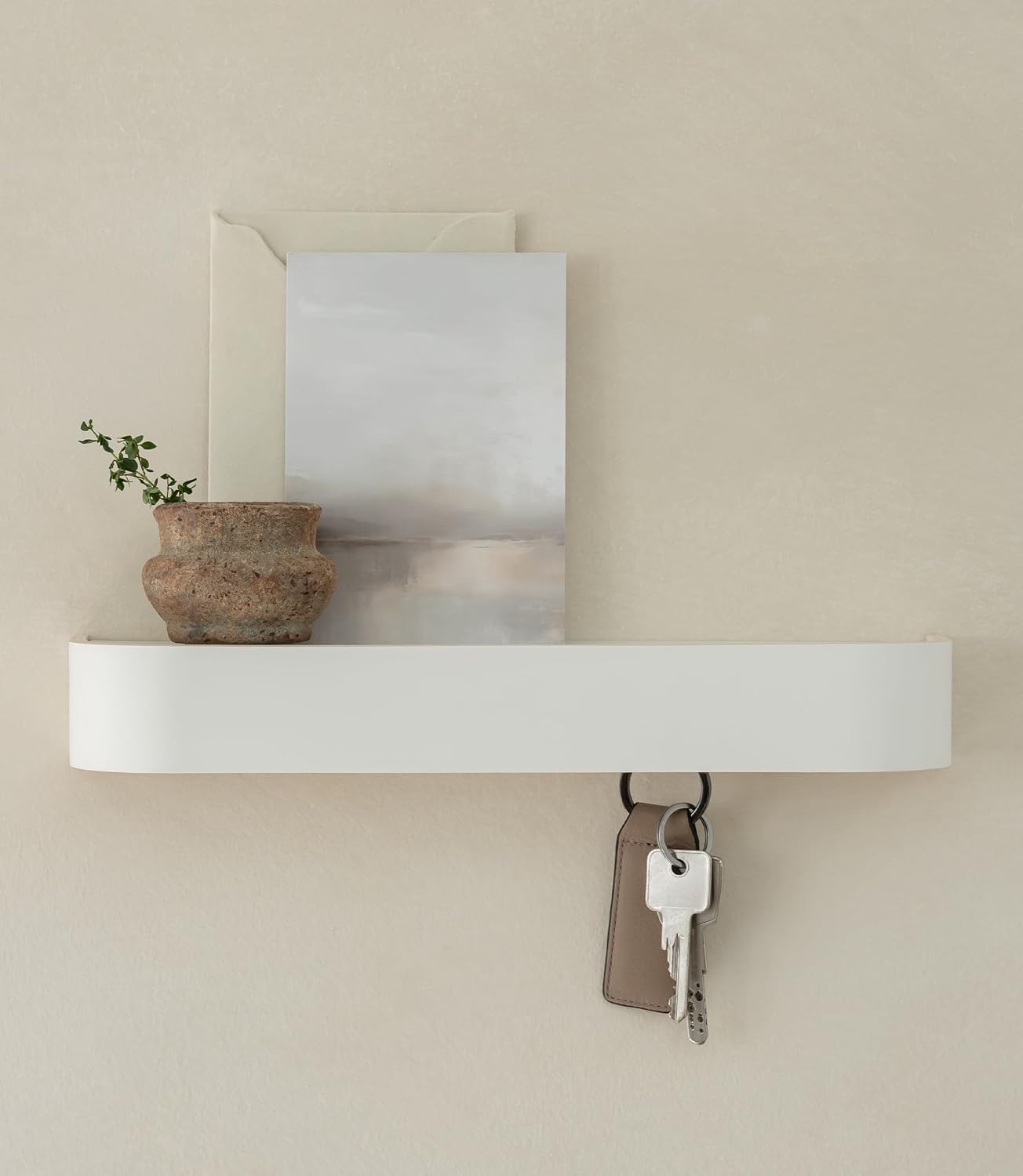 Kazai. Key Holder 'Toke' | Minimalist Key Hook Design from Berlin | Modern Key Holder Wall Mount with Wooden Shelf | Key Rack for Wall as Entryway Organizer | Walnut