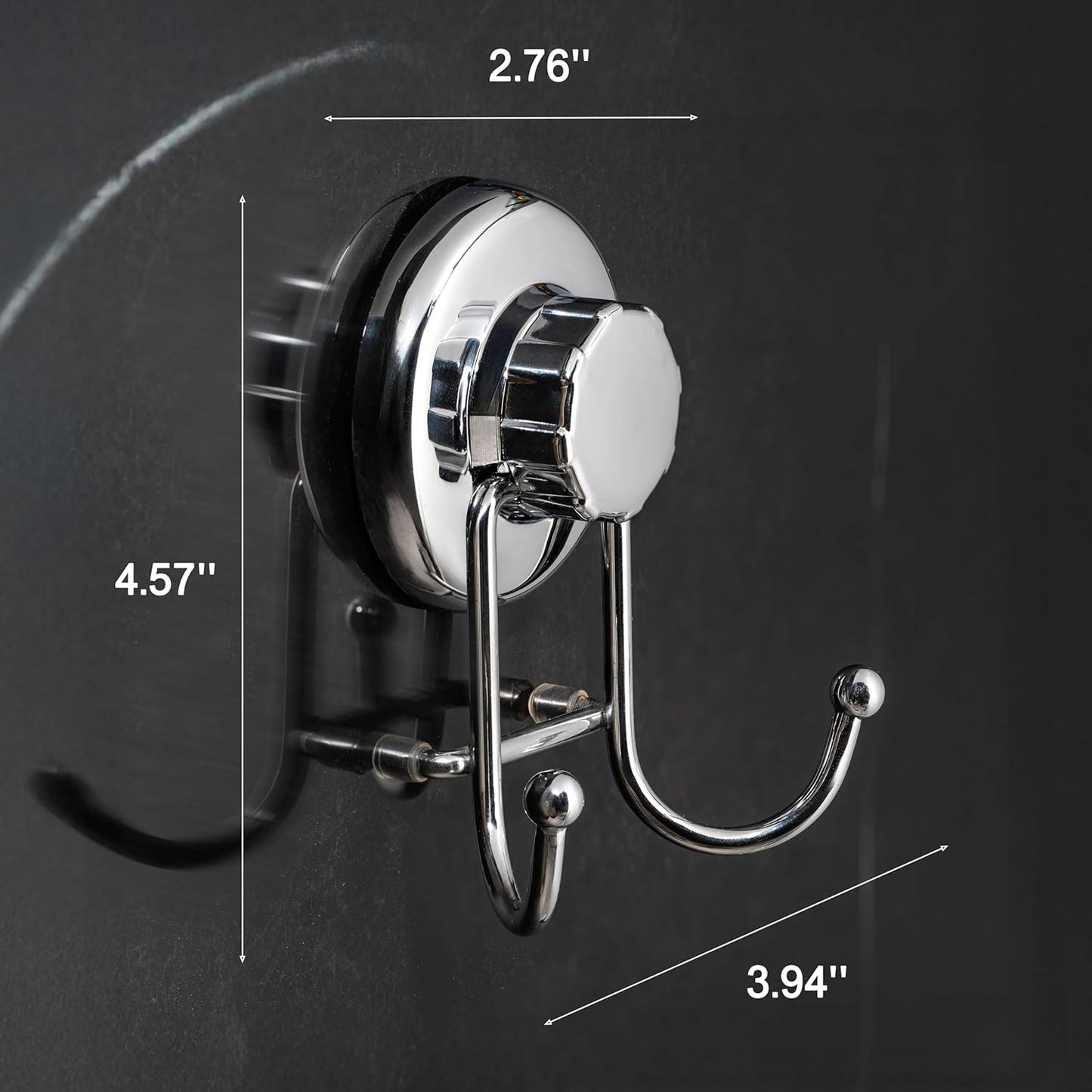 HASKO accessories - Suction Cup Hooks for Shower - Towel Hooks for Bathroom Wall Mounted Shower - Bathroom Hooks for Hanging - Stainless Steel SS304 Towel Holders, Black (2 Pack)