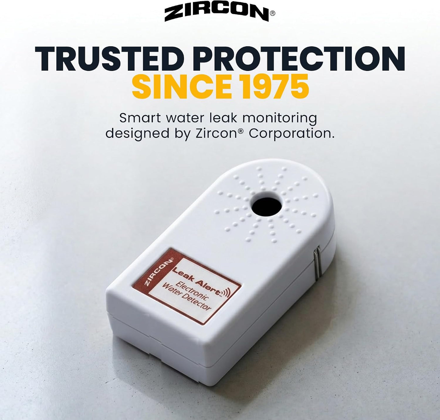 Zircon Leak Alert Water Leak Detector & Flood Sensor Alarm/Water Leak Sensor with Dual Leak Alarms 90Db Audio/Battery Powered (2 Pack) Batteries Not Included (72311) White