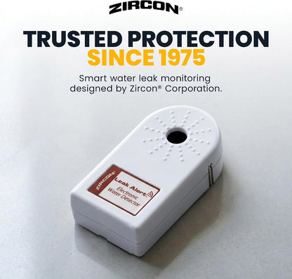 Zircon Leak Alert Water Leak Detector & Flood Sensor Alarm/Water Leak Sensor with Dual Leak Alarms 90Db Audio/Battery Powered (2 Pack) Batteries Not Included (72311) White