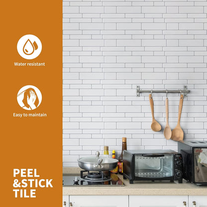 WOWSTAR 10-Sheet Peel and Stick Backsplash Tile for Kitchen Wall, Back Splash Stick On Tiles for Kitchen (12"x 12", Gray)