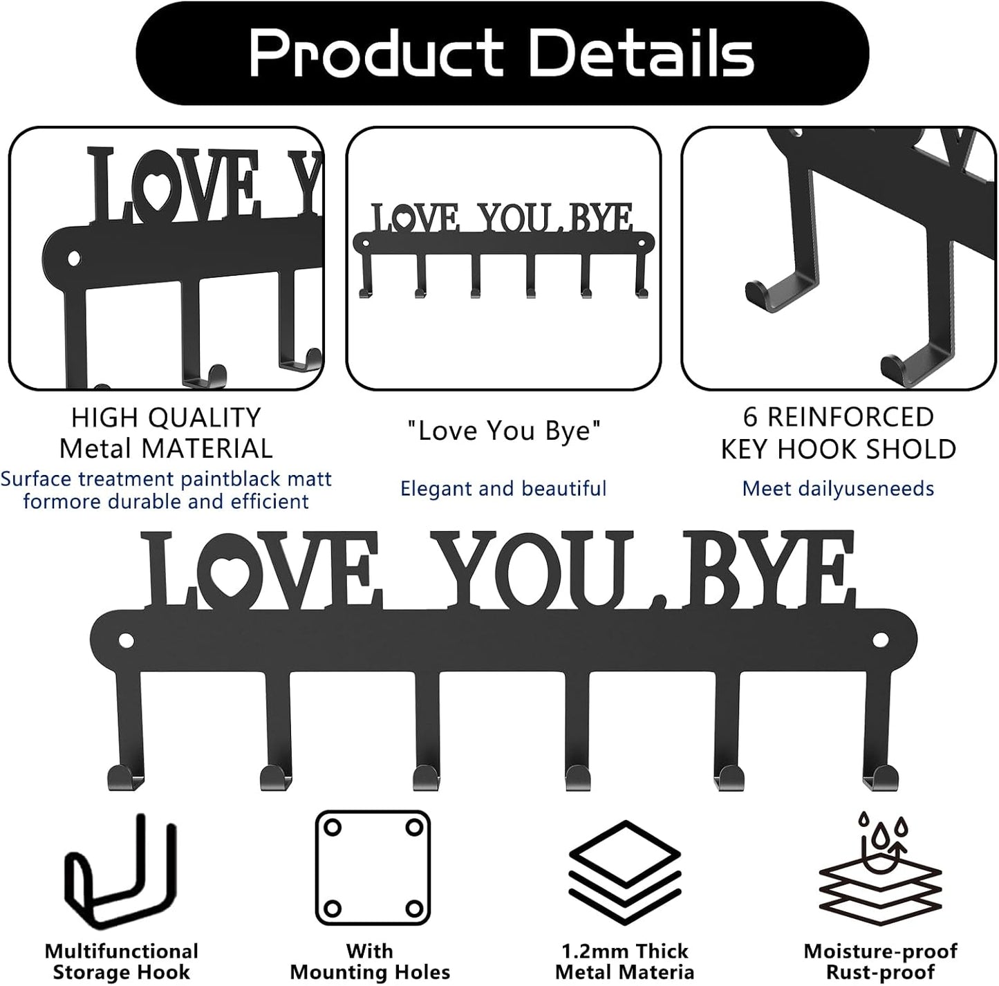 2 Pack Key Holder Wall Mount, Wall Mount Key Holder, Key Hooks Hanging Keys, Key Hanger with 8 Hooks, No-Drill Decorative White Key Rack for Living Room, Kitchen, or Bathroom