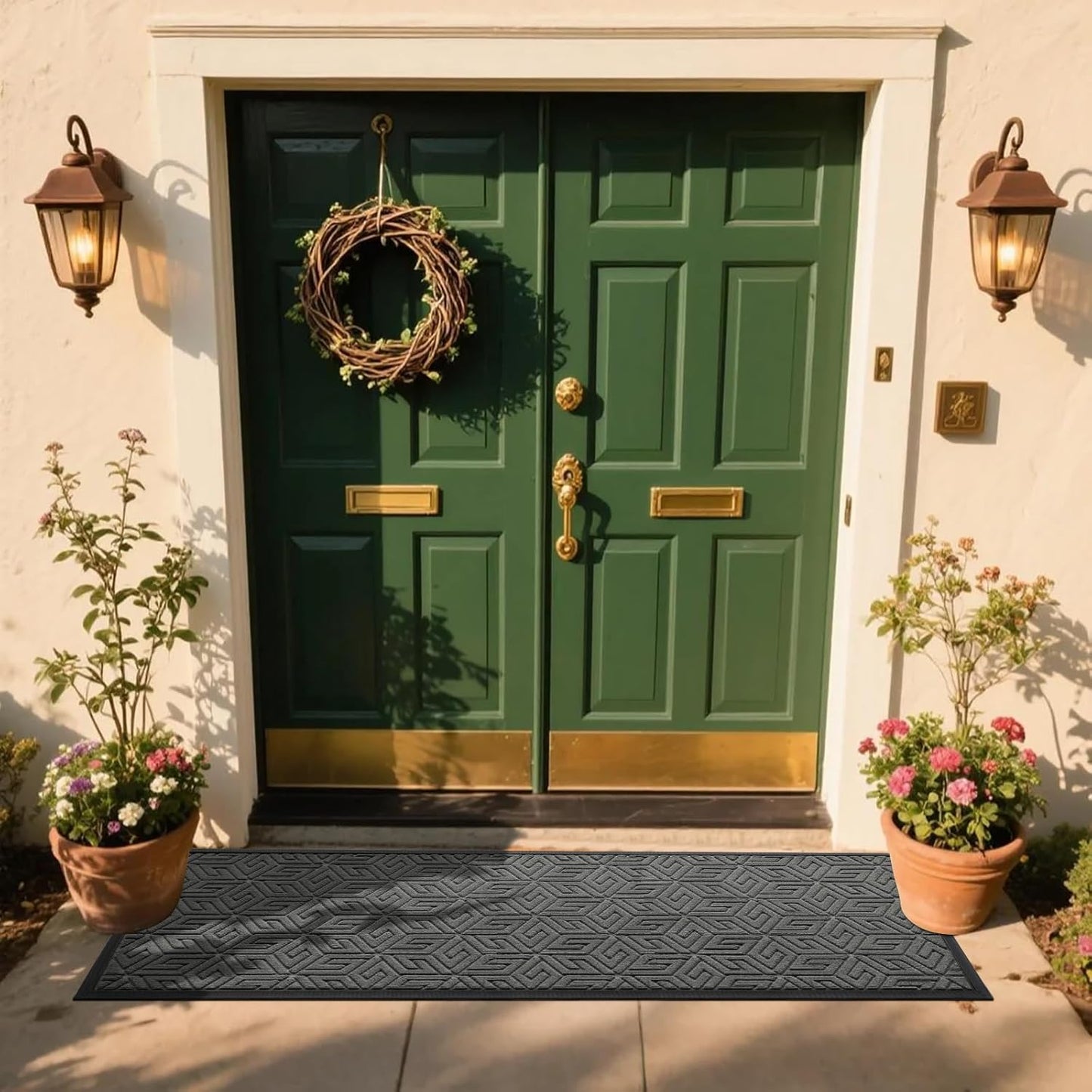 Yimobra Doormat Outdoor Entrance 29.5x17, All-Weather Waterproof Outdoor Mats for Front Door, Non Slip Welcome Door Mat for Patio Proch Outside Entryway Indoor, Black