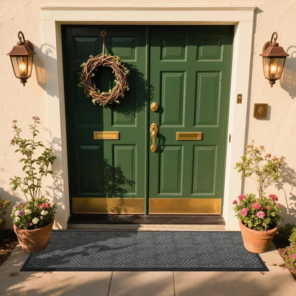 Yimobra Doormat Outdoor Entrance 29.5x17, All-Weather Waterproof Outdoor Mats for Front Door, Non Slip Welcome Door Mat for Patio Proch Outside Entryway Indoor, Black