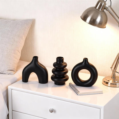 Ceramic 3 Pcs Vase Set,Modern Home Decor Table Centerpiece,Minimalist Nordic Vases, Wedding, Living Room, Bookshelf, Office, Modern Home, Entryway Boho Decor (D)