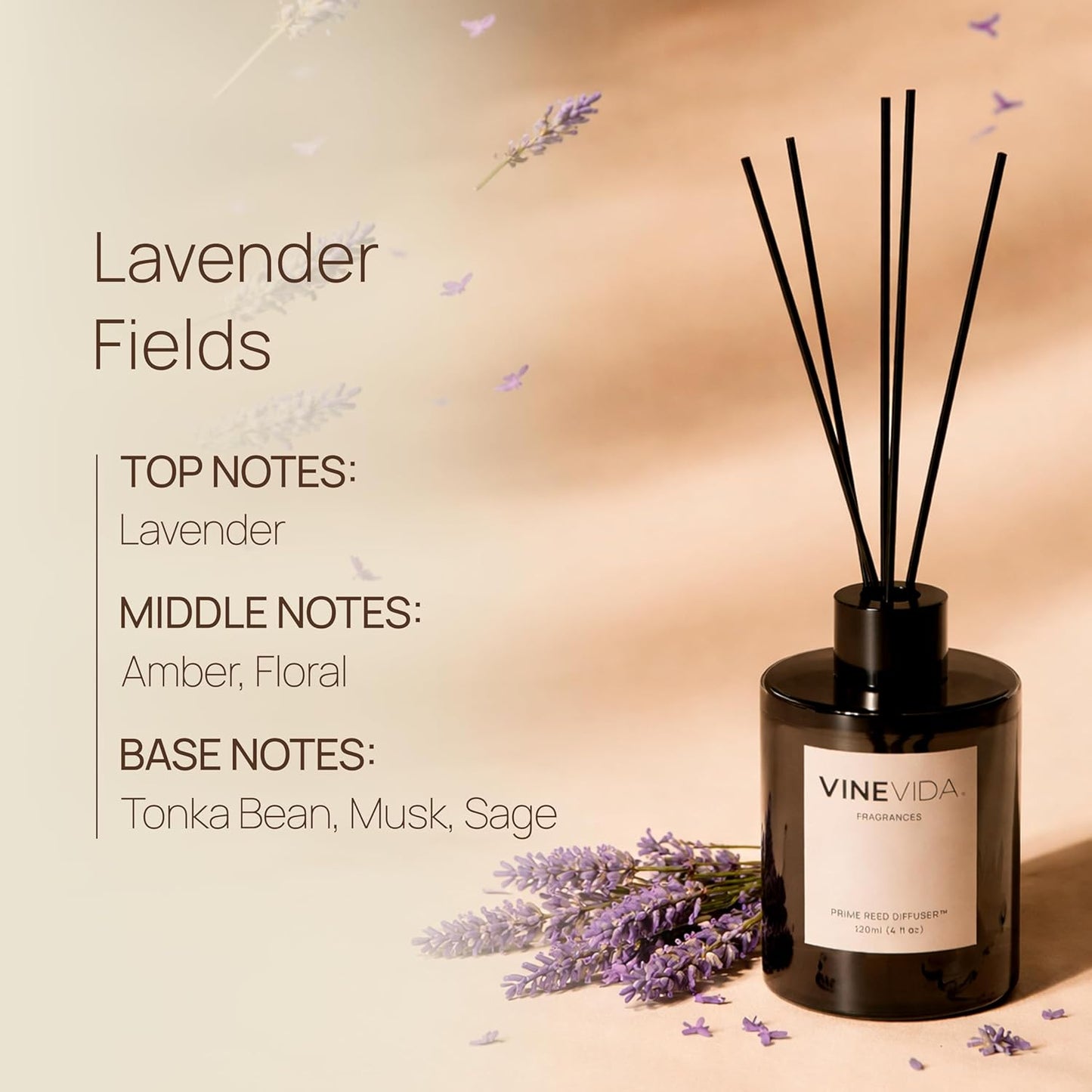 VINEVIDA | White Tea & Sage | Reed Diffuser for Home & Bathroom | Long-Lasting Scent Sticks Set | Oil Stick Diffuser | Bathroom Scent