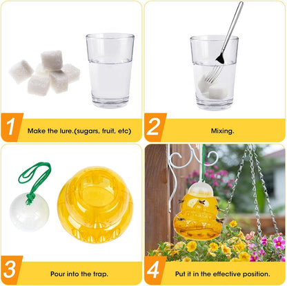 4 Pack Reusable Wasp Traps Outdoor Hanging | Yellow Jacket Trap Carpenter Bee Traps for Outside Hornet Trap Wasp Catcher for Outdoors, Wasps Killer Garden, Farm