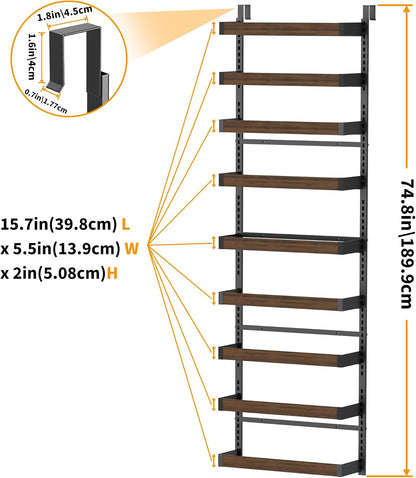 Moforoco White 9-Tier Over The Door Pantry Organizer, Pantry Organization And Storage, Metal Hanging Spice Rack Shelves Door, Home & Kitchen Essentials, Laundry Room Bathroom Organization
