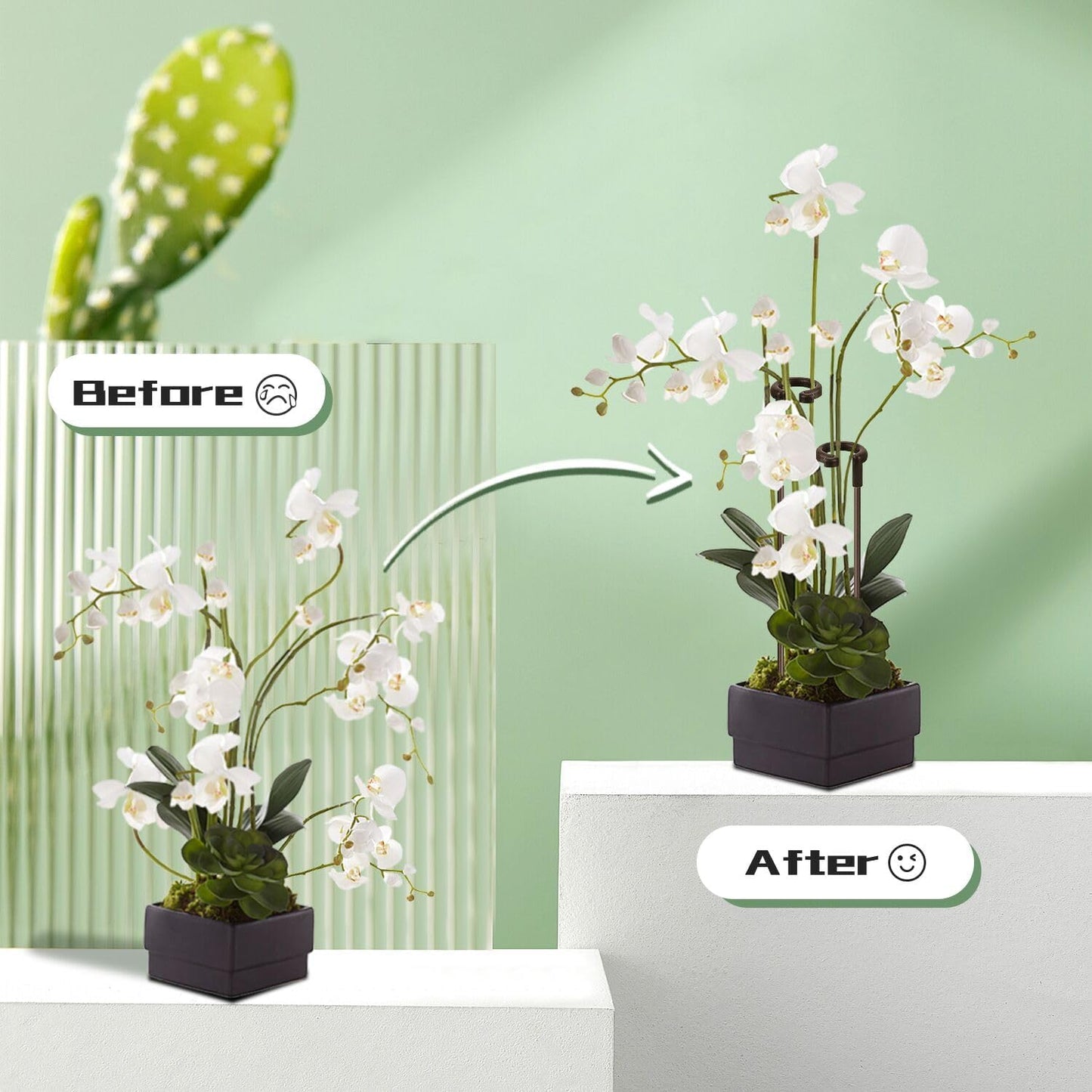 Plant Stakes 17inch &11inch SupKing Adjustable Length Plant Support Stake 16Pcs Orchid Stick with Clips for Indoor Outdoor,Garden Pole for Potted Tomato Amaryllis Vegetables Comes with 20 Ties (Green)