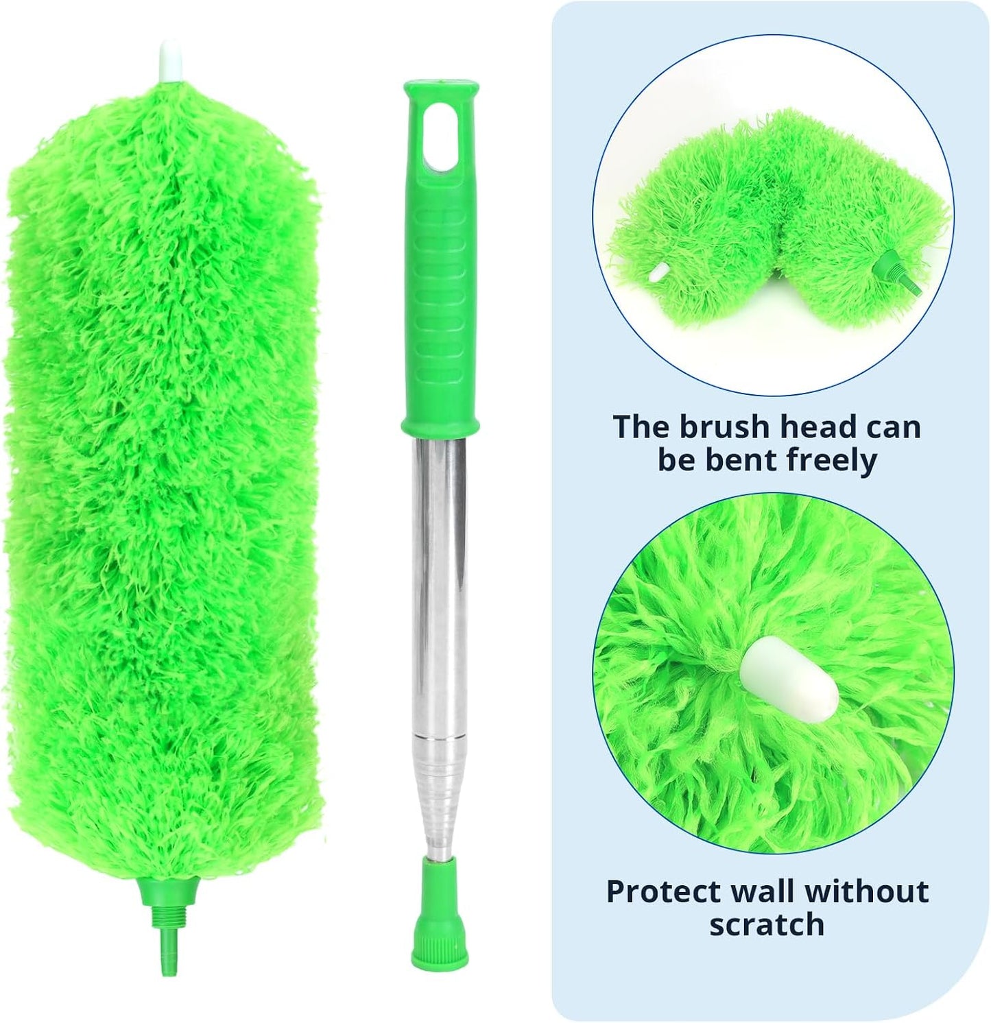 ZZ LAZYCOTTAGE Microfiber Feather Duster for High Reach, Lightweight Ceiling Fan Cleaner, 91.5" Telescopic Pole, Cobweb Duster with Extension Pole for Home & Car
