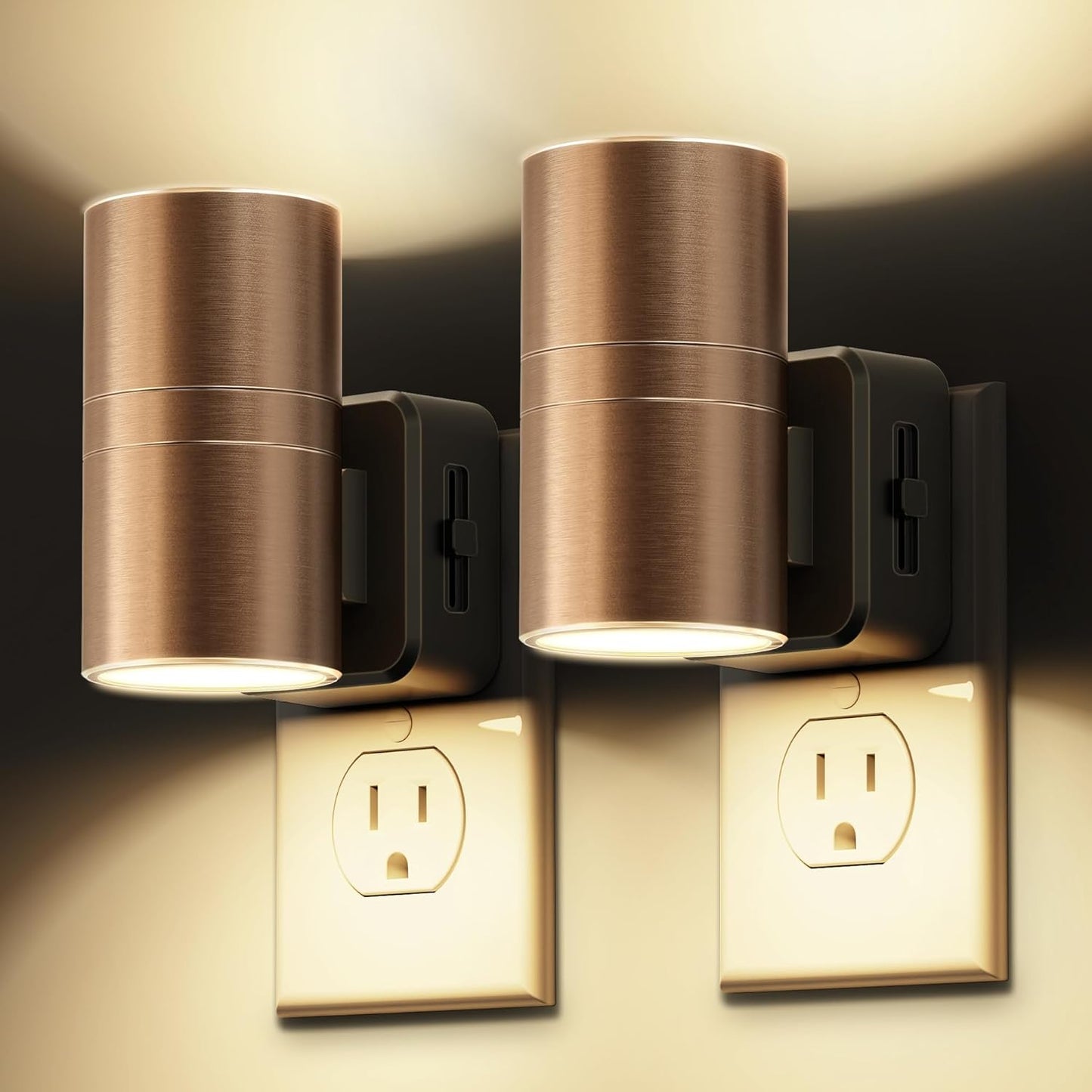 L LOHAS LED Night Light,Dimmable Night Lights Plug into Wall, 2 Pack Acrylic Nightlight with 0-100 LM Adjustable Brightness, 3000K Plug in Night Light with Dusk to Dawn Sensor, for Bathroom Hallway