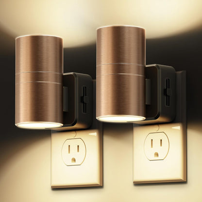 L LOHAS LED Night Light,Dimmable Night Lights Plug into Wall, 2 Pack Acrylic Nightlight with 0-100 LM Adjustable Brightness, 3000K Plug in Night Light with Dusk to Dawn Sensor, for Bathroom Hallway
