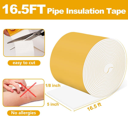 DEMEDO Pipe Insulation Tape, Pipe Wrap Insulation Foam Tape Self Adhesive, Outdoor Water Pipe Insulation Roll for HVAC, AC Line Insulation, 2 inch x 16.5 FT Heat Tape for Water Pipe, White