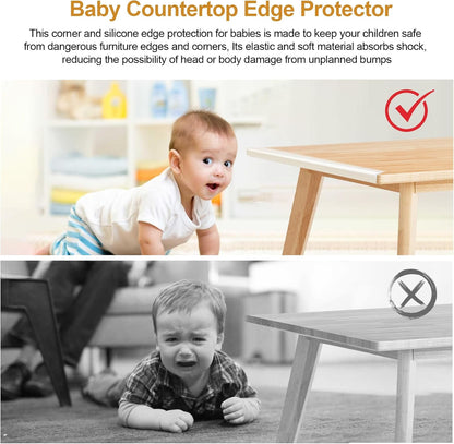 Baby Countertop Edge Protector, Clear Table Corner Guards for Baby Proofing, Pre-Taped Adhesive Soft Bumper for Kids Safety, Silicone Edge Protector fit Wall Furniture Edge Bumper - Food Grade (2Pack)