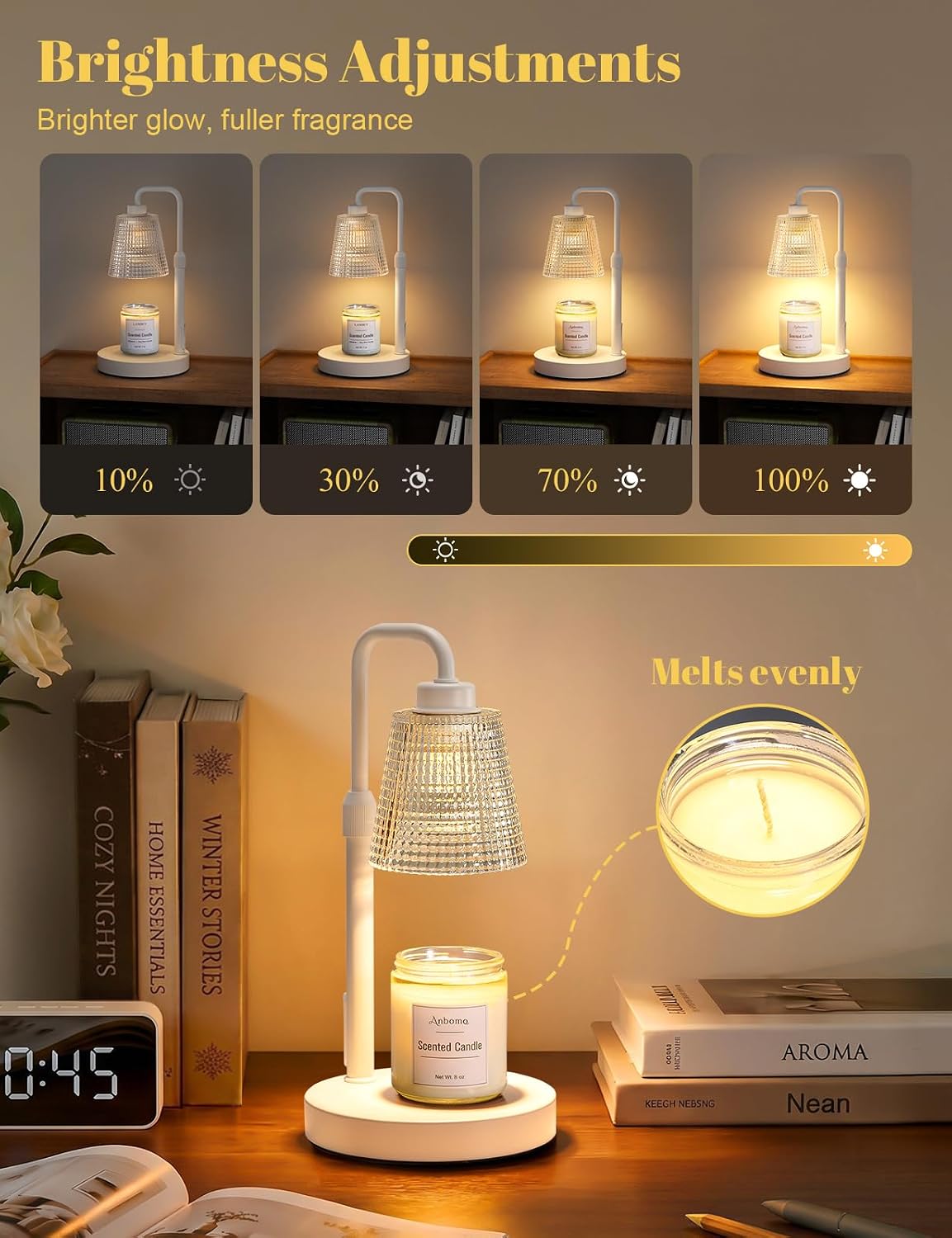 Candle Warmer Lamp with Timer Dimmable, Wax Warmer for Scented Jar Candles, Adjustable Height Candle Lamp for Home Decor, Birthday Gifts for Women Mom House Warming Gifts, Matte Black