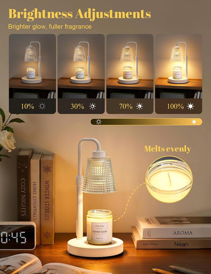 Candle Warmer Lamp with Timer Dimmable, Wax Warmer for Scented Jar Candles, Adjustable Height Candle Lamp for Home Decor, Birthday Gifts for Women Mom House Warming Gifts, Matte Black