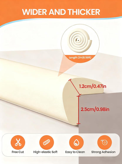 16.4FT L-Shape Baby Corner Protector Guards, Pre-Taped, 0.47''Thick | Edge Safety Bumpers for Furniture & Sharp Table Corners, with 10 Corners, Waterproof Soft Foam Adhesive Guard Cushion, White