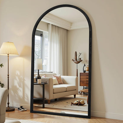 Suidia Full Length Mirror, Oversized Floor Mirror with Solid Wood Frame, Large Standing Mirror for Bedroom Living Room, Wood Art Style, Dark Walnut, 74" L x 32" W