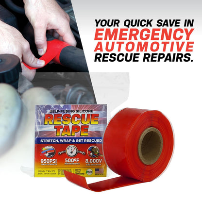 Bond It Rescue Tape, Self-Fusing Silicone for Emergency Plumbing, Pipe & Hose Repair, Electrical Insulation, Waterproof, 950 PSI, Made in USA, 1" x 12', Red
