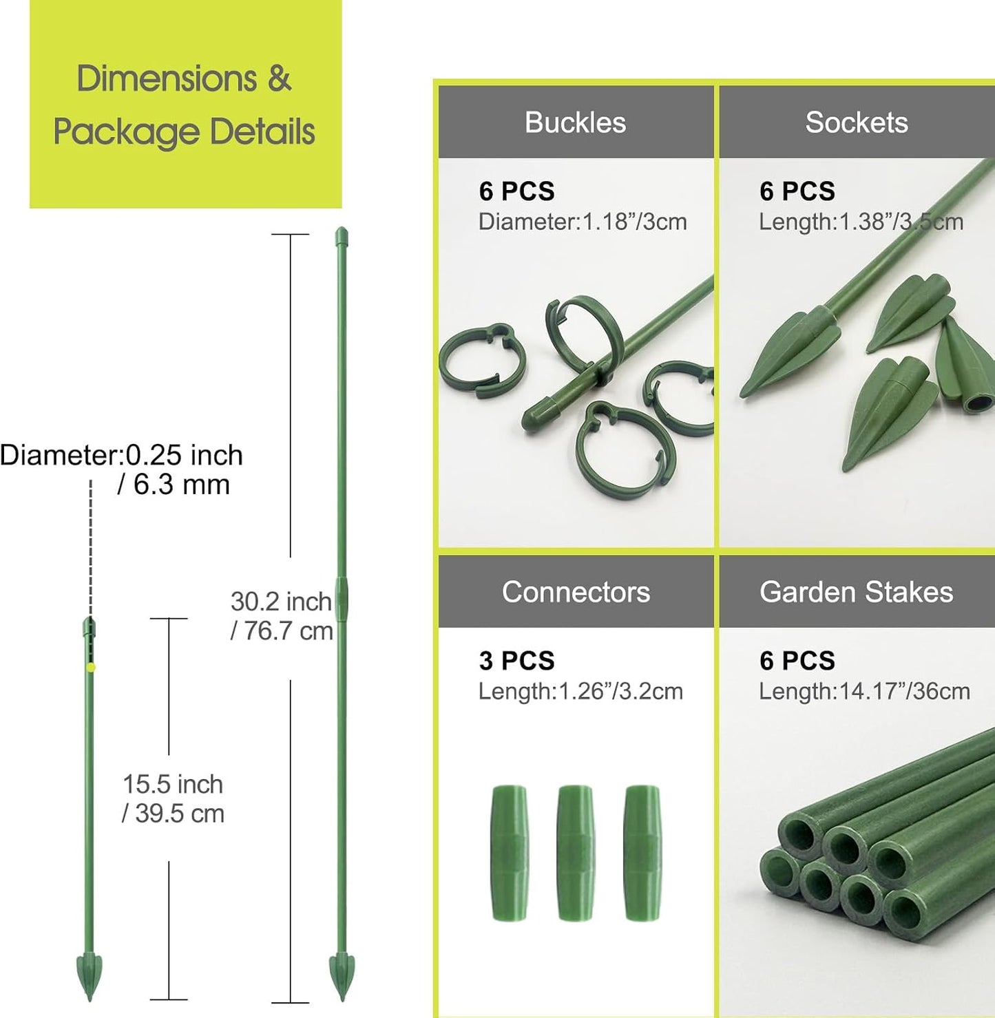 RIFNY Plant Stakes for Indoor Plants, 12 Inch Plant Support Stakes with Clips, Tall Adjustable Plant Sticks for Indoor Monstera Tomato Orchid Potted Plants Flower (10 PCS, Green)