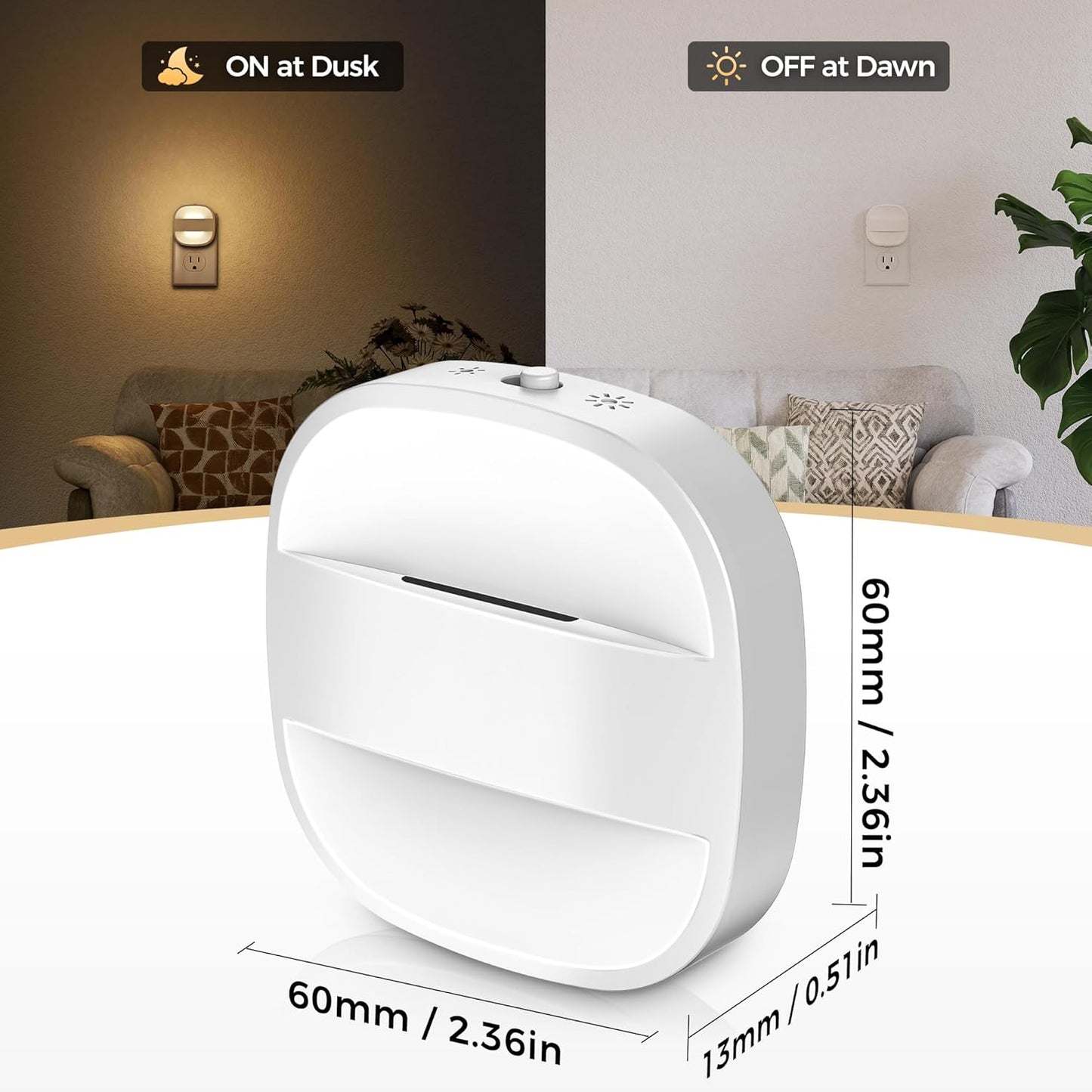 DORESshop LED Night Light, Night Lights Plug Into Wall [2 Pack] with Dusk-to-Dawn Sensor, Dimmable Nightlights, Adjustable Brightness for Bathroom, Hallway, Bedroom,Kids Room,Stairway,Soft White
