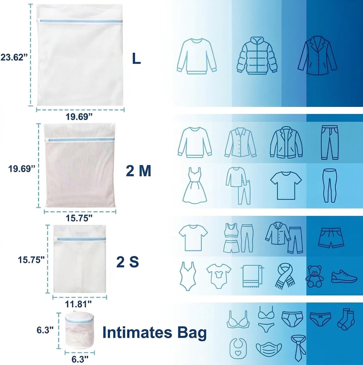 Mesh Laundry Bags for Delicates, 6 Pack Bra Wash Bags with Auto-Lock Zipper | Fine mesh with auto-lock zippers, 1L 2M 2S 1 bra sizes, protects lingerie, socks and underwear in washing machine